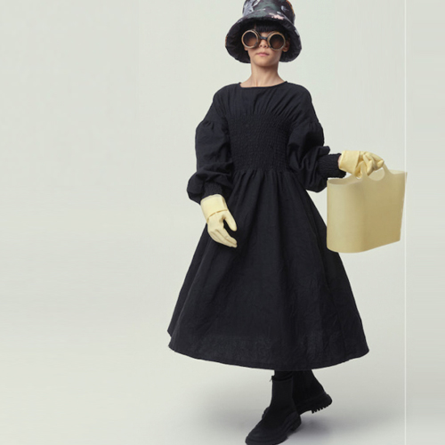 23AW[ƲũƼ丮]Vintage crinkled dress_black_巹