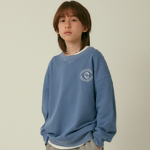 23AW[코드온캔버스]루즈핏 맨투맨 티셔츠 블루