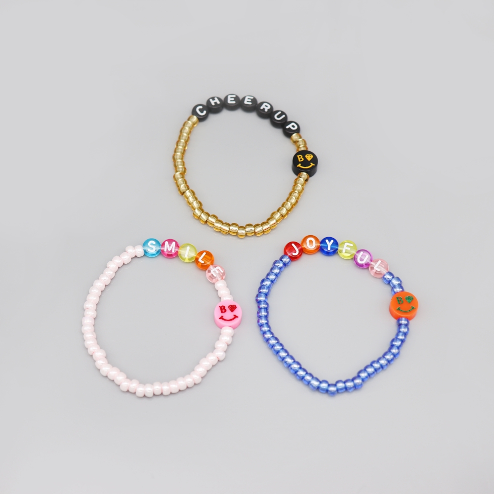[]  ̴ϼ    3color Initial smile color beads Bracelet