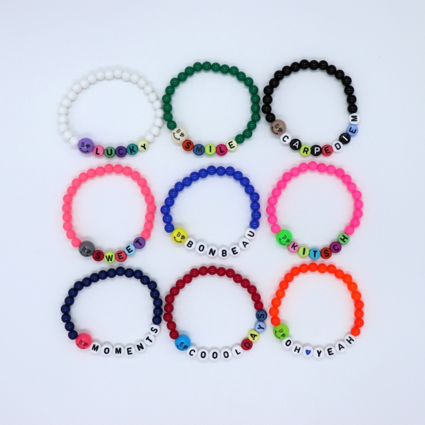 []Űġ   ̴ϼ   9color Cute kitsch smile ball initial Bracelet