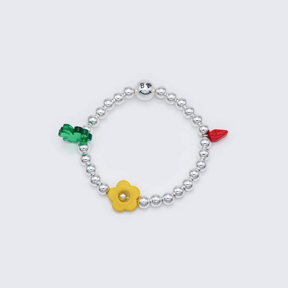 []6mm ǹ ö Ŭι    Flower and clover charms silverball Bracelet