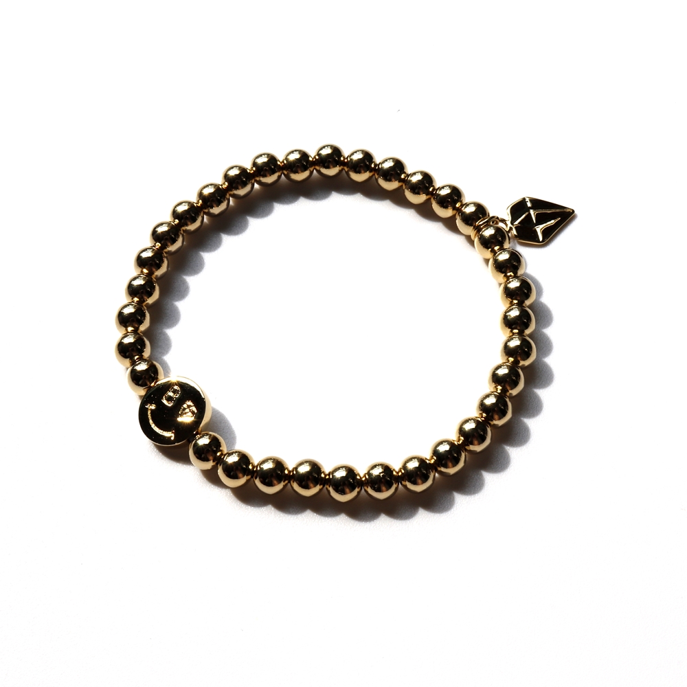 []     5mm Gold plating smile 5mm ball Bracelet