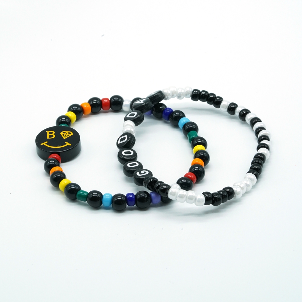 [] κ  Ʈ (2) Mono smile initial Bracelet set