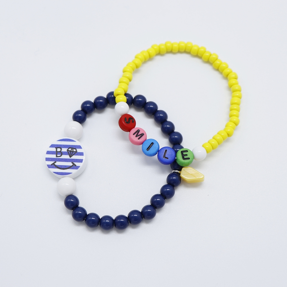[]   Ʈ (2) Marine smile initial Bracelet set