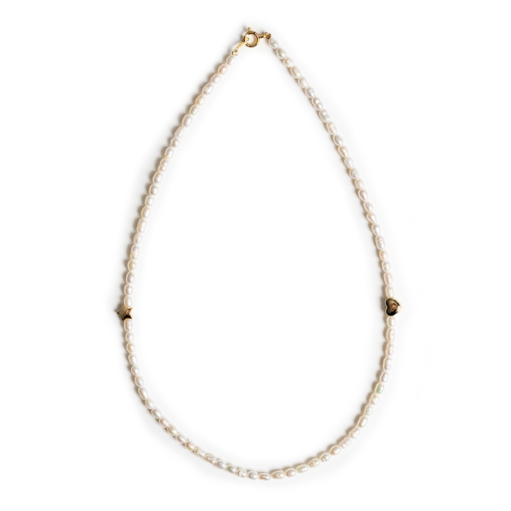 []̴ϰ Ʈ Ÿ Ҿ   4mm 5mm Golden love star charm pearl Necklace