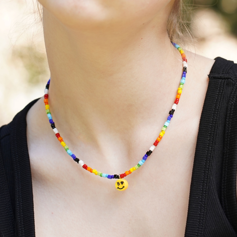 [] ҴƮ κ 簢  Smile pendant point square beads Necklace