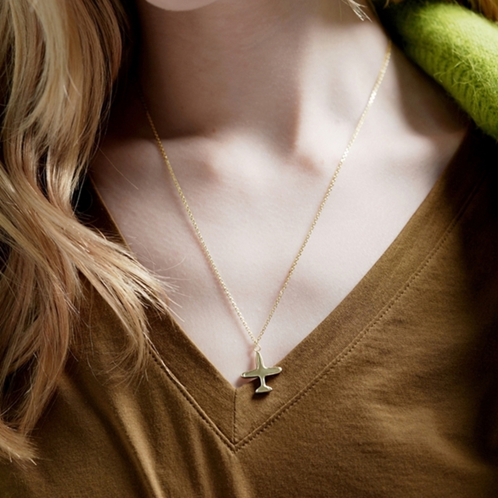 [] ҴƮ ø Kitsch airplane pendant simple Necklace