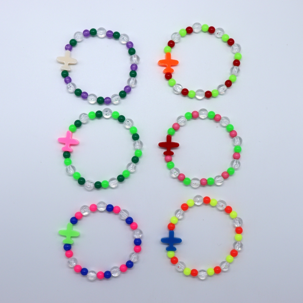 []  ũ   6color Vivid color airplane charm acrylic ball Bracelet