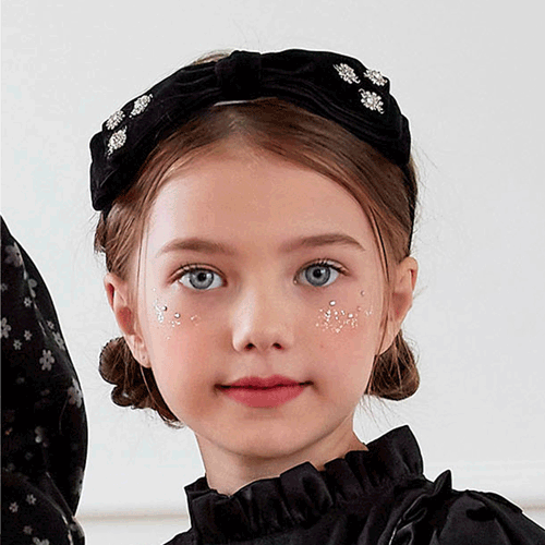 [뿤忥] Black Velvet Bow headband-Sparkle 