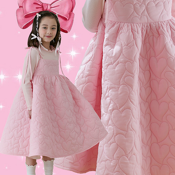 [이모이모 키즈] 러브 퀼팅 드레스 - 핑크