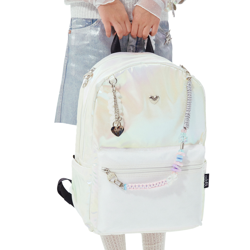    Ʈ  ȭƮ White B my Heart Backpack oddBi