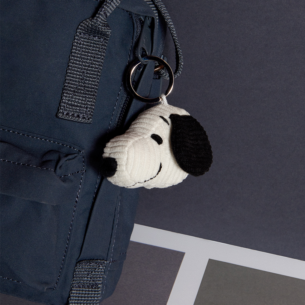 [][PEANUTS]Snoopy Head Corduroy Cream keychain - 4.5cm