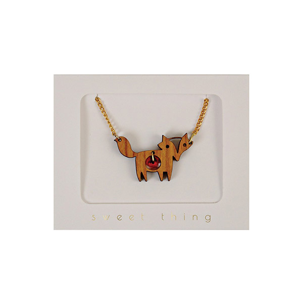 [޸޸]Funky Fox Necklace in Cherry Wood-ME500030