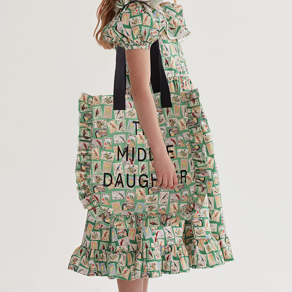 SS24[̵鵵]YOU'RE TOTE-ALLY INDISPENSIBLE (& FRILL-ING TOO)  Ʈ EXOTIC BIRD STAMPS-MD24KSBAG0014GRN