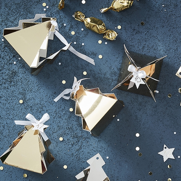 []Gold Christmas Tree Shaped Advent Boxes(24 Ʈ)_GD407GGP