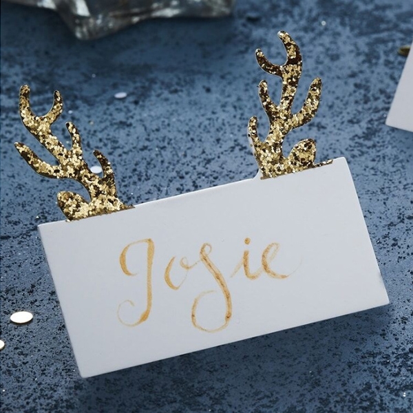 []Gold Glitter Antler Shaped Christmas Place Cards(10 Ʈ)_GD401GGC