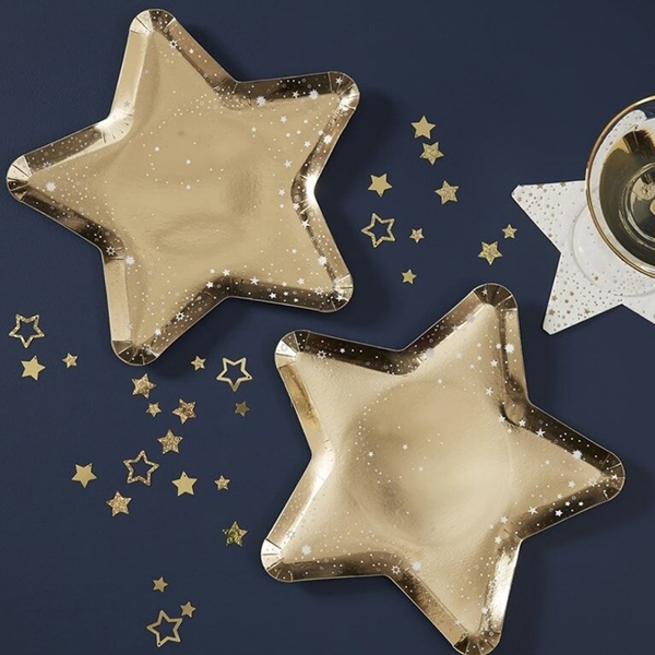 [진저레이]Gold Star Paper Party Plates(8개 세트)_POP428GG