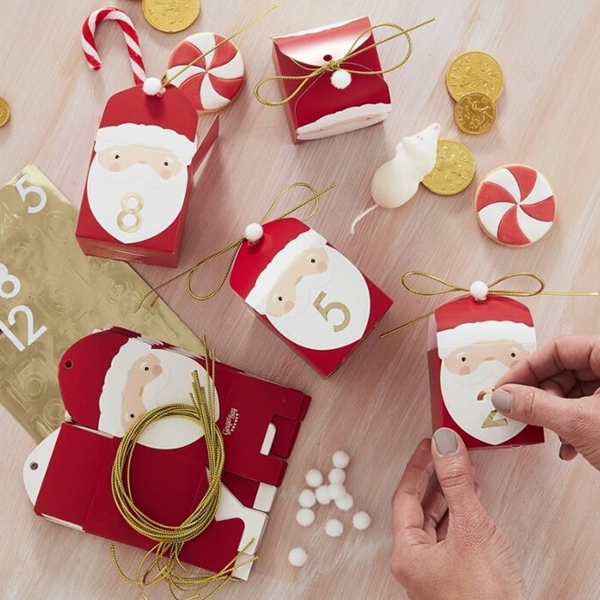 []Red Santa Shaped Christmas Advent Calendar Boxes(24 Ʈ)_SAN312GG