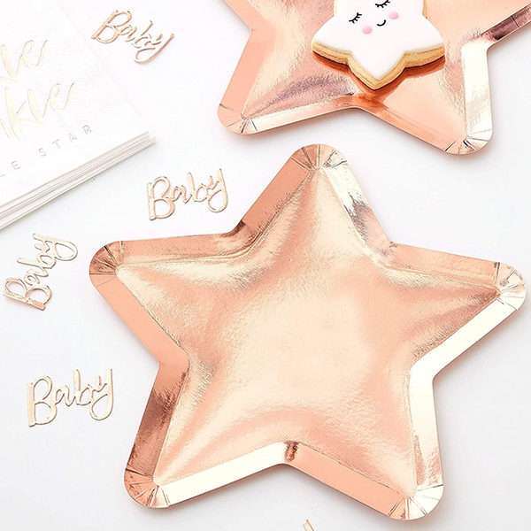 []Rose Gold Star Paper Plates(8 Ʈ)_TW807GGP