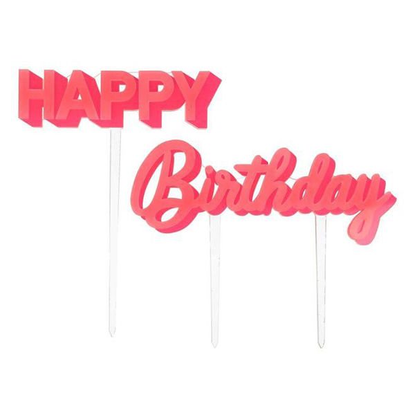 [메리메리]Happy Birthday Pink Acrylic Toppers (2개 세트)-ME216010