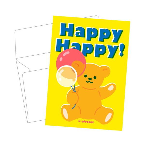 1120[아프로캣]리소그라피 그리띵 카드 30 lovme bear_happy-APNNENCAD0030HAP