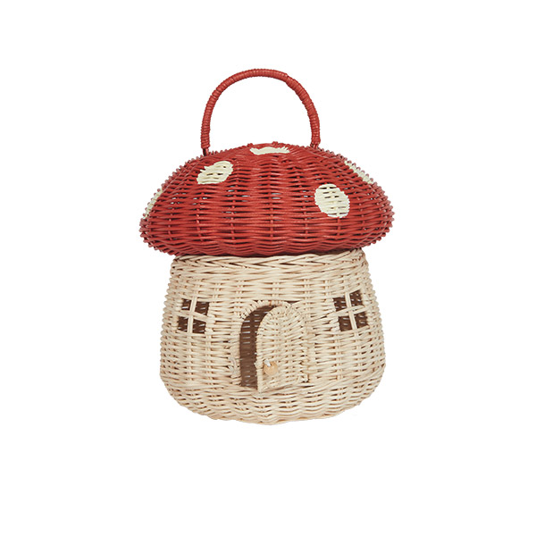 [ø] Rattan Mushroom Basket ٽ-OL00KNBSK0014RED
