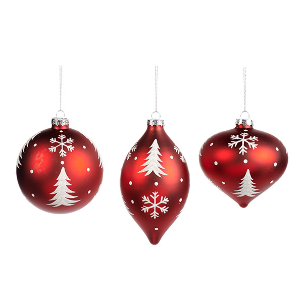 50[]GLSS TREE SNOWFL.BALL 10CM ʸƮ-GW22LEXMA2001RED