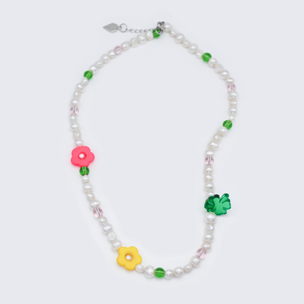 0330 []   ö Ŭι  Ʈ  Water pearl flower clover Necklace