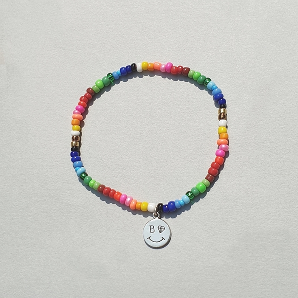 0330할인 [봉보] 스마일코인 밴드형 비즈팔찌 Smile rainbow beads band bracelet