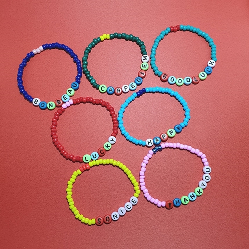 0330할인 [봉보] 컬러 이니셜 비즈팔찌 7color Initial color beads bracelet