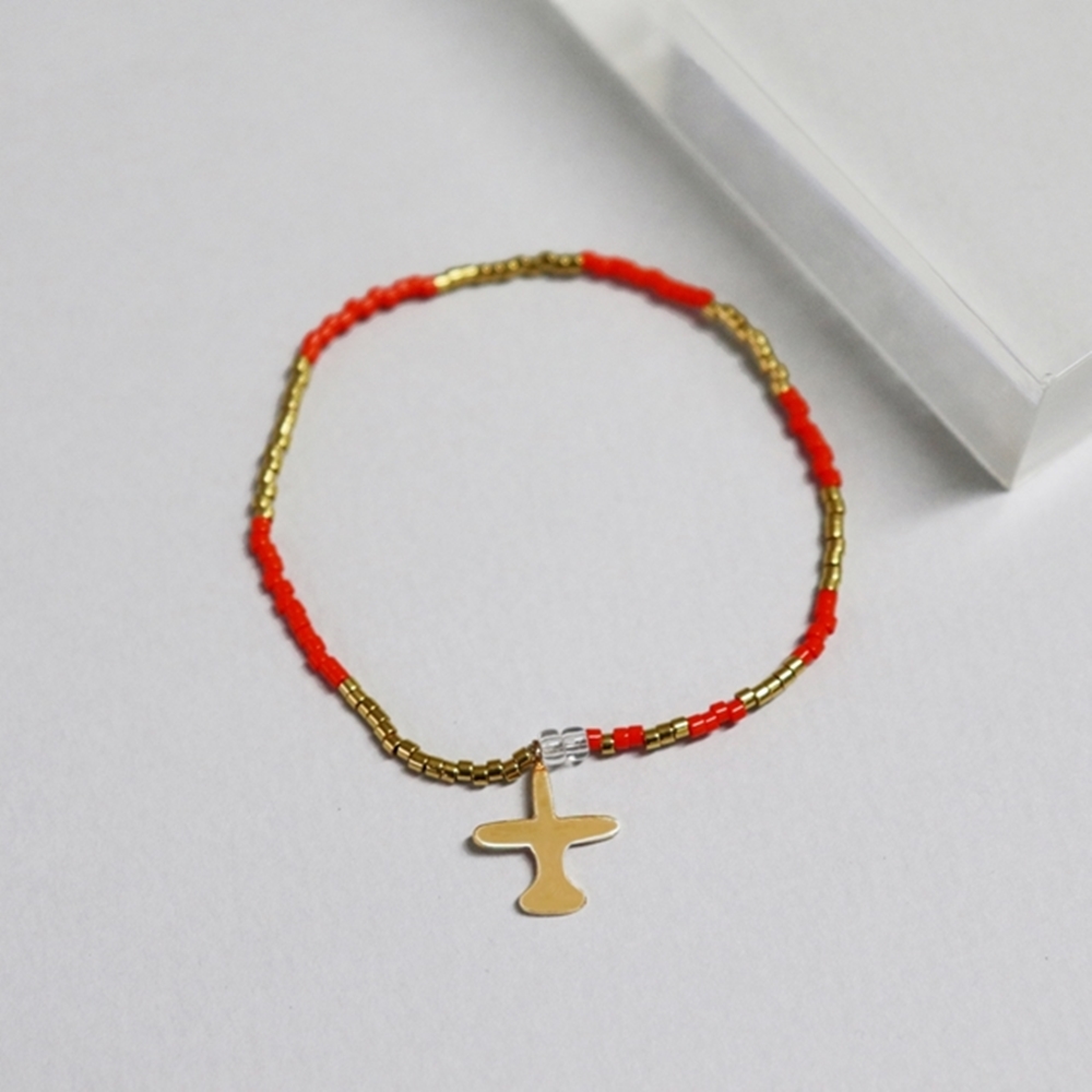 0330 []  Ƽ 18k   Airplane Motives 18k gold beads bracelet