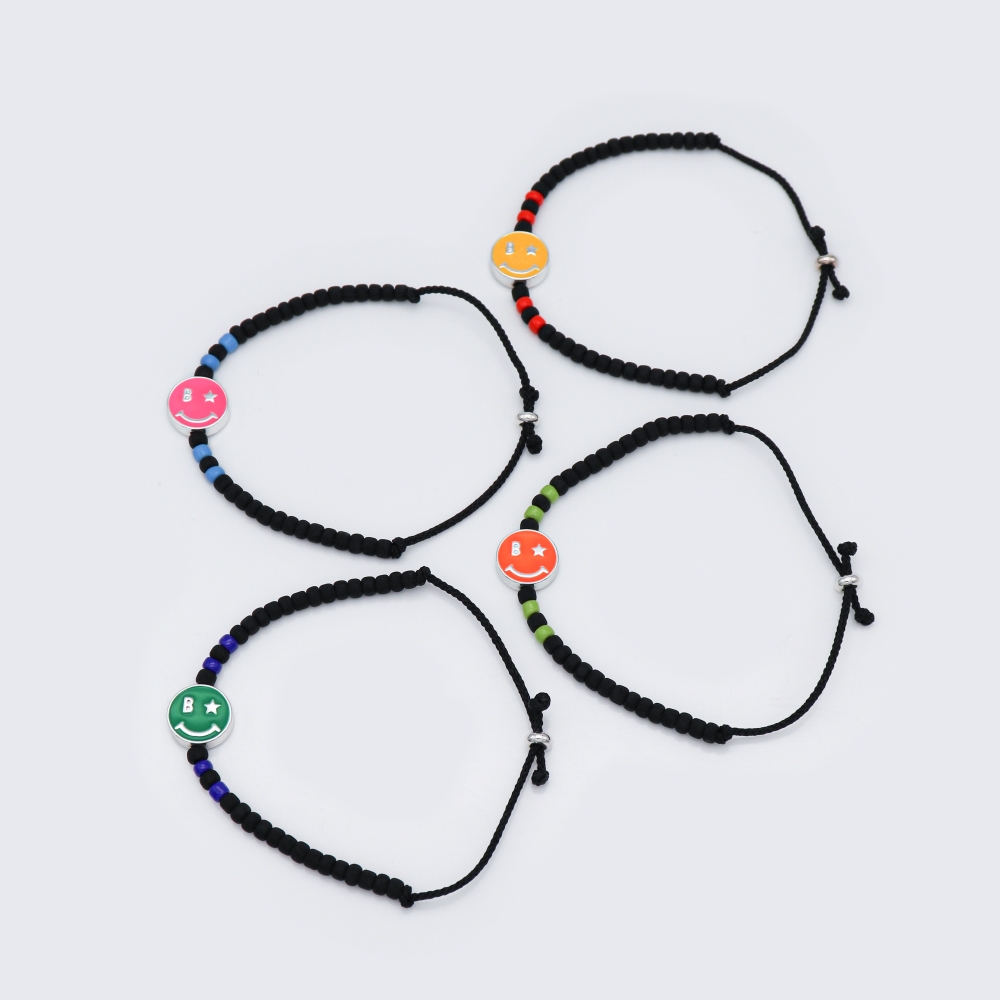 0330 [] ÷     ŵ  Buddy smile black beads knot Bracelet