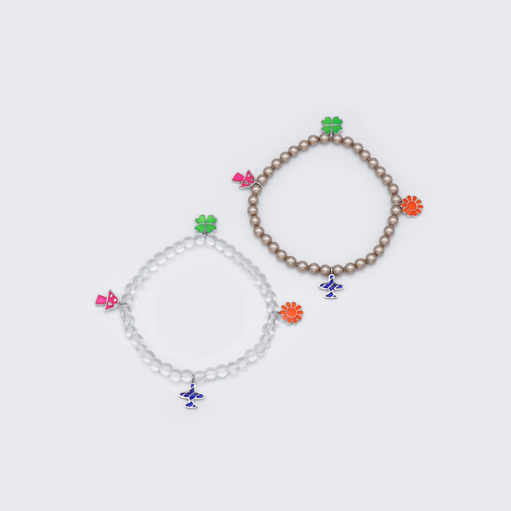 0330 [] ťƮ Ƽ  ͷκ꽺Ű    Multiful enamel motive silver charms Bracelet