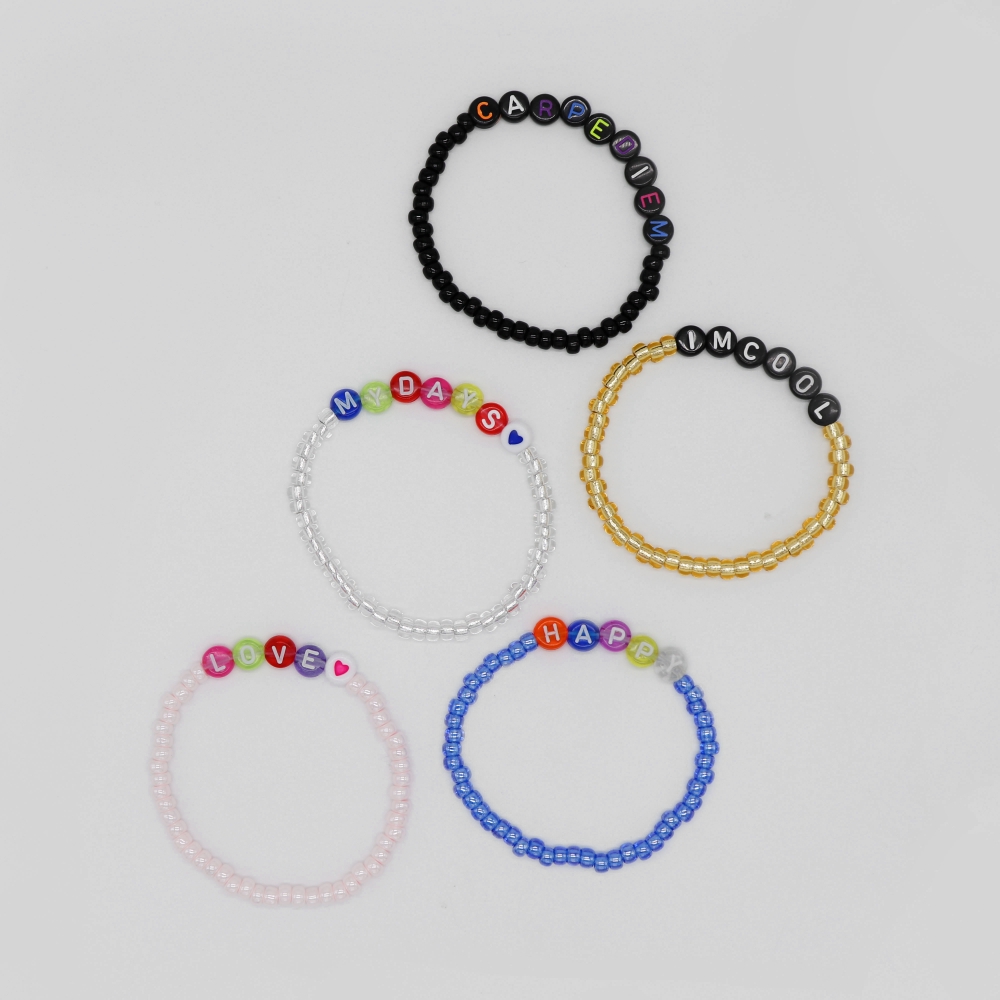 0330할인 [봉보] 레터링 이니셜 비즈 팔찌 5color Initial color beads simple Bracelet