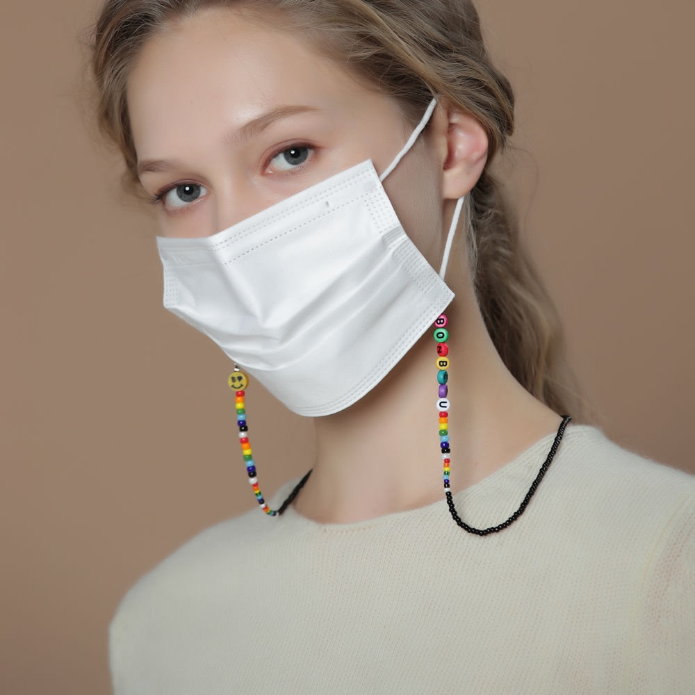 0330 [] ÷ ̴ϼ õ ũ Ʈ Kitsch color initial beads mask strap