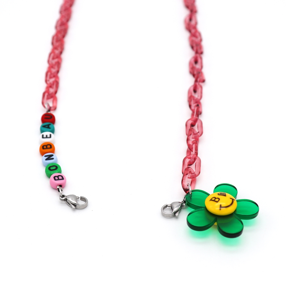 0330 [] ÷  ̴ϼ ü ũ Ʈ Kitsch color initial flower smile chain mask strap