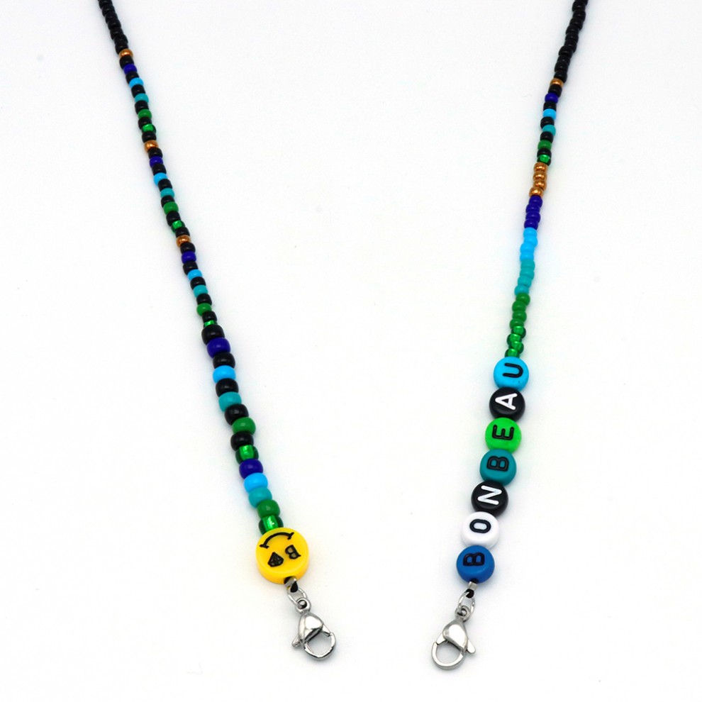 0330 [] ÷ ̴ϼ м  ũ Ʈ Kitsch color initial beads mask strap