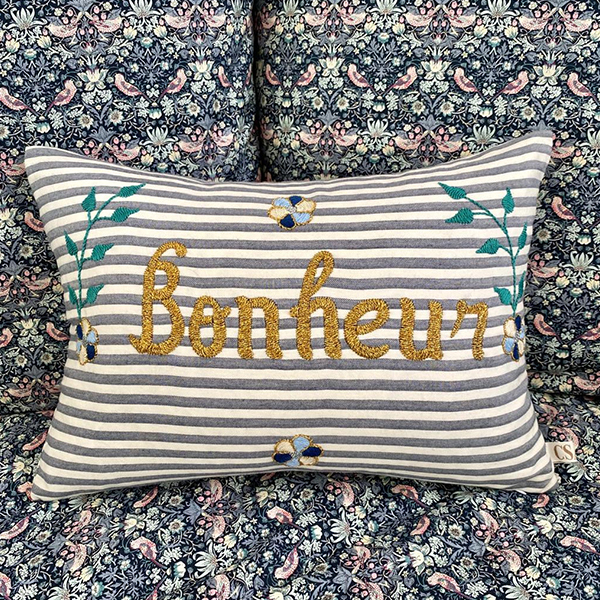 까사오[CSAO]Embroidered cushion BONHEUR-CA00LNCUS1718BON