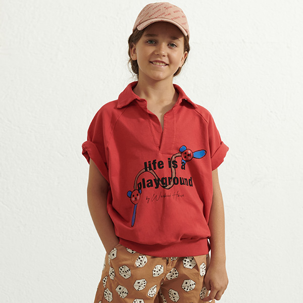 23SS[˵Ͽ콺]Life is a playground polo s/l sweatshirt -WH23KSSST0796RED