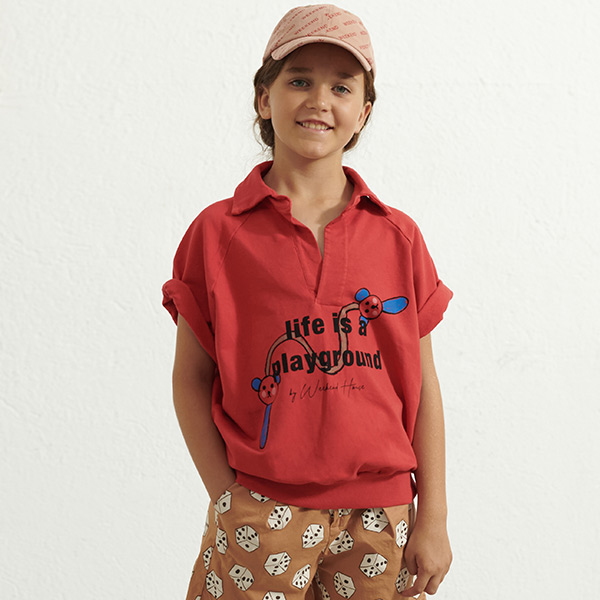 23SS[위켄드하우스]Life is a playground polo s/l sweatshirt 스웨셔츠-WH23KSSST0796RED