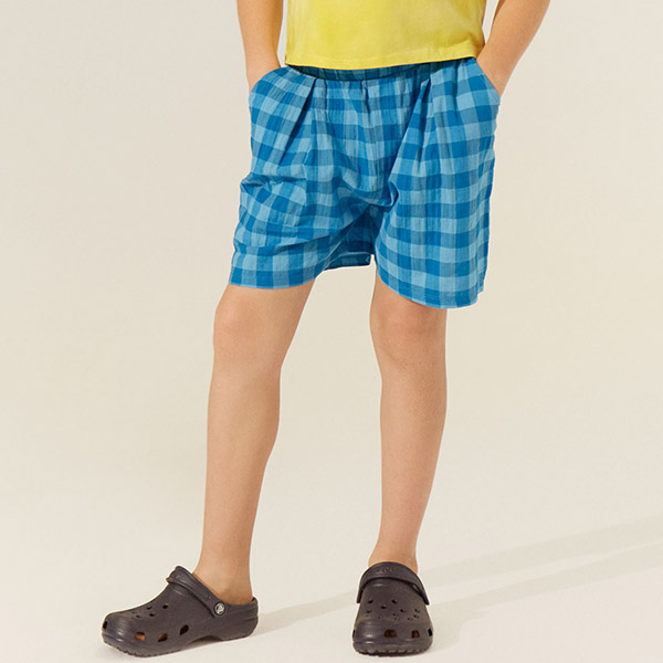 23SS[įĸ]BLUE CHECKED SHORTS -CM23KSSHT0058BLU