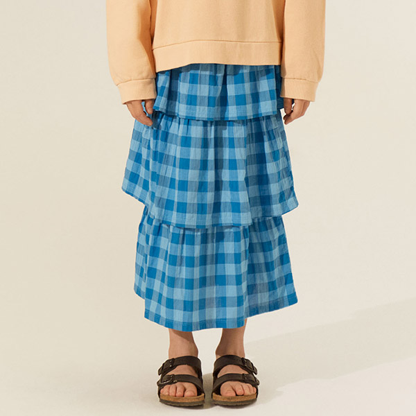 23SS[įĸ]BLUE CHECKED LAYERED SKIRT ĿƮ-CM23KSSKI0067BLU