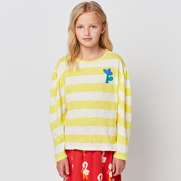 30MRCL []Yellow Stripes long gathered sleeve T-shirt-BB23KSTSHC028720