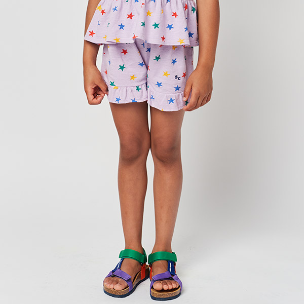23SS_1_KID[]Multicolor Stars all over ruffle shorts -BB23KSTRSC063530