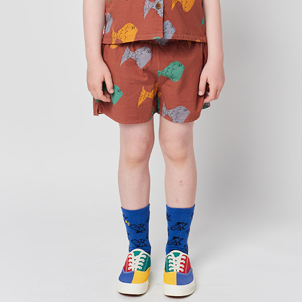 23SS_1_KID[]Multicolor Fish all over woven shorts -BB23KSTRSC077220