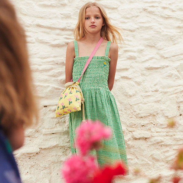 23SS_2_KID[]Green Vichy strap dress 巹-BB23KSDREC132310