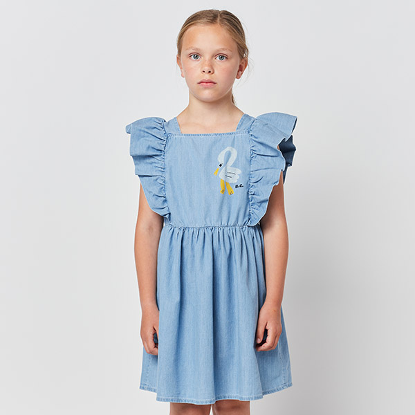 23SS_1_KID[]Pelican denim ruffle dress 巹-BB23KSDREC133400