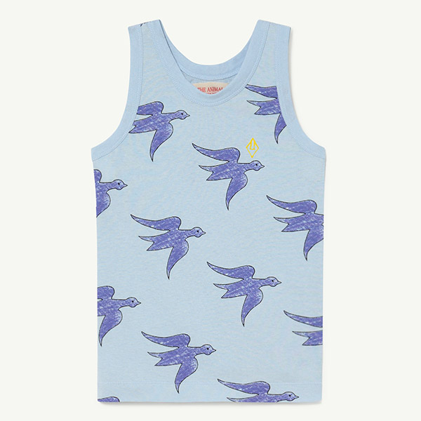 23SS[타오]Birds Blue Frog TShirt_티셔츠-TA23KSSLV0059BLU