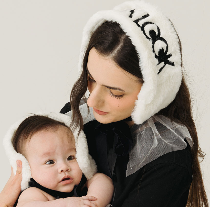 LUUKLOOK[루크루크]Fur&Padded ear-muff_Snow white (Mom&Kid size)