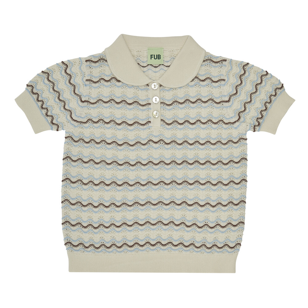 23SS[FUB KIDS]Pointelle Polo(ecru/glacier/maroon)
